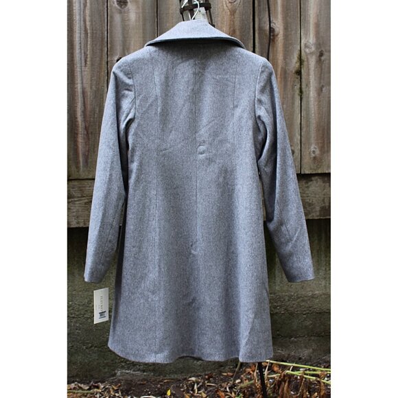 New w/Tags Fleurette Notch Collar Double Breasted Wool Coat in Grey Heather, 14 - Picture 10 of 14